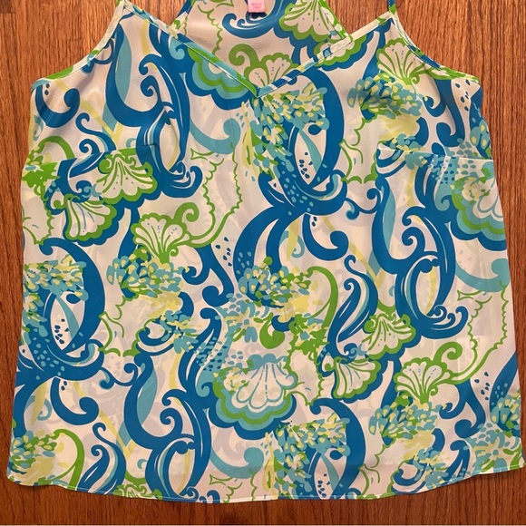 Lilly Pulitzer Dusk Racerback Resort White Crystal Coast silk top size XS - Picture 5 of 13